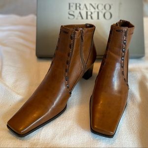 Franco Sarto Tan Narrow Ankle Boots